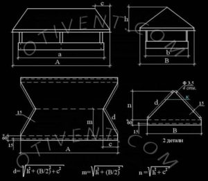 Колпак для дымохода чертеж