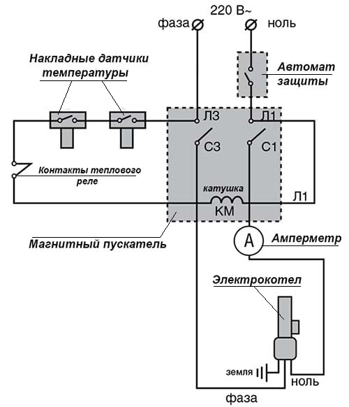 Схема автоматики электрообогревателя