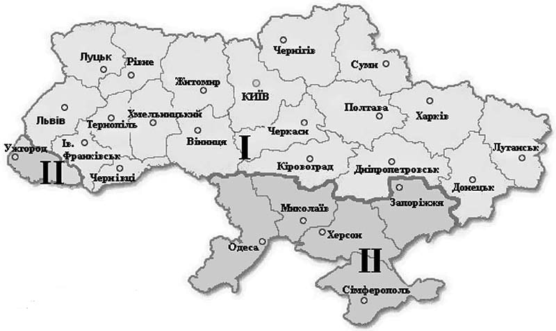 Температурні зони України – схема